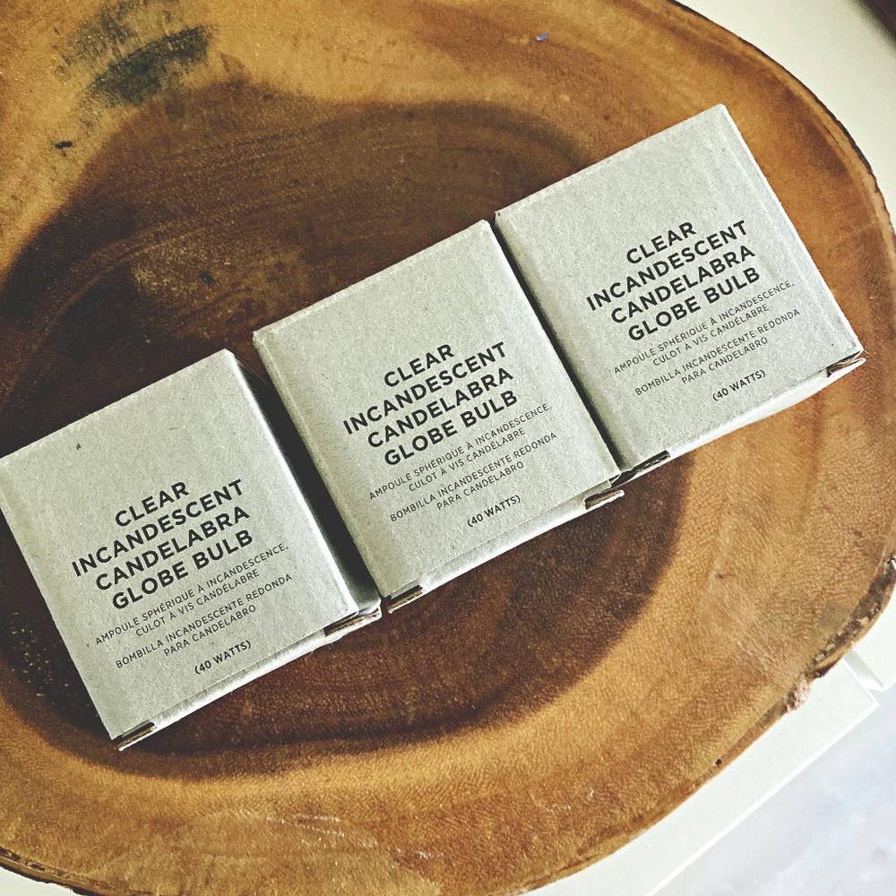 3 Clear Incandescent Candelabra Globe Bulbs
